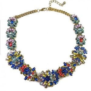 Chrysanthemum Multi Colored Crystal Stone Statement Necklace COLLAR
